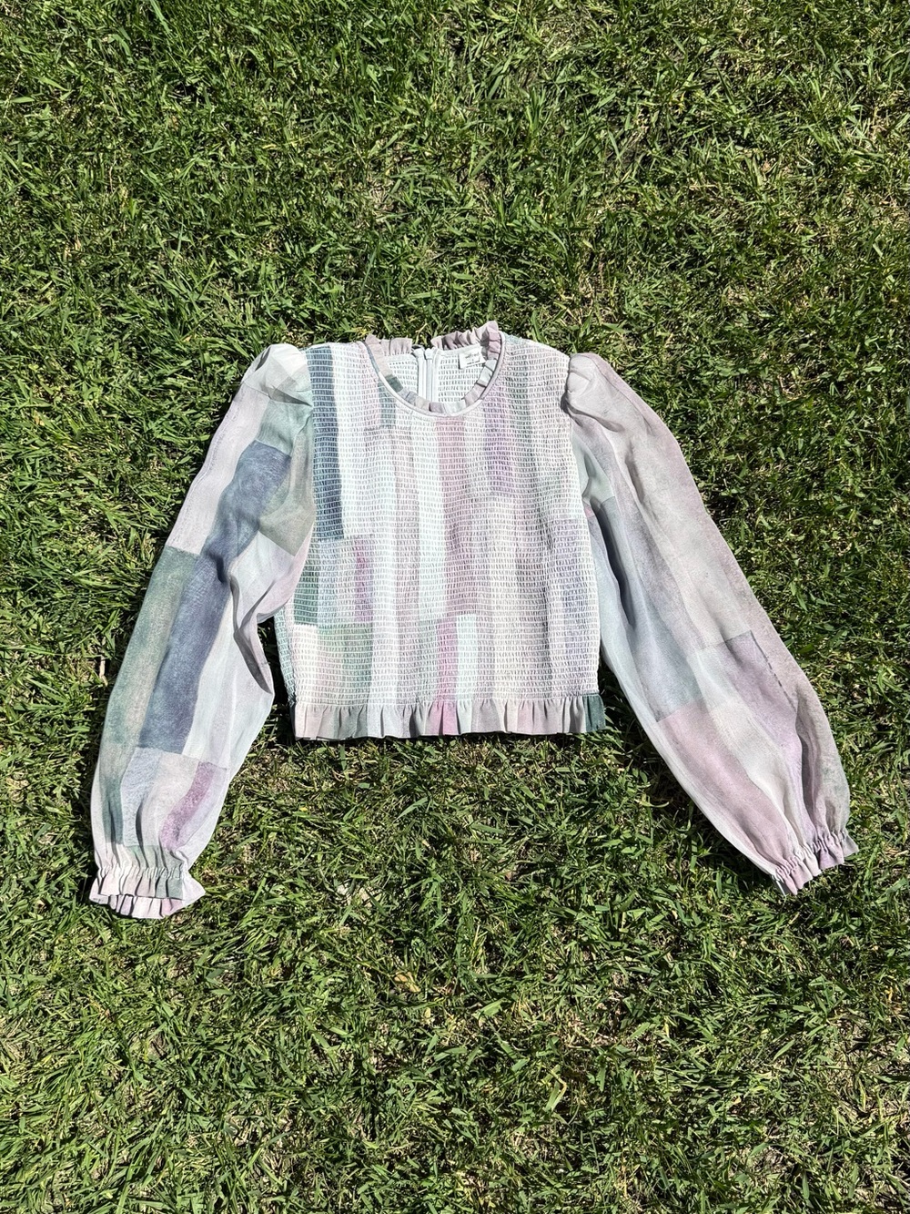 Wilfred by Aritzia Smocked Puff Sleeve Blouse | Size Small